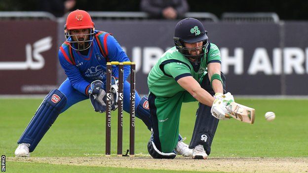 Ireland's Andrew Balbirnie plays a shot against Afghanistan in the one-day game at Stormont in 2018