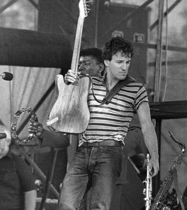 Bruce Springsteen on stage at Slane Castle in June 1985