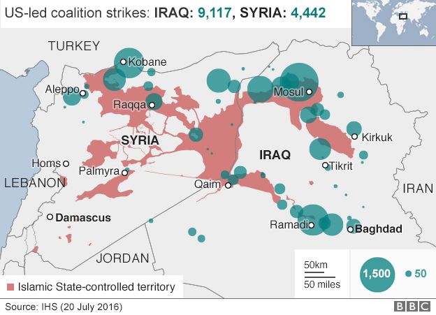 Air strikes in Iraq and Syria since 2014