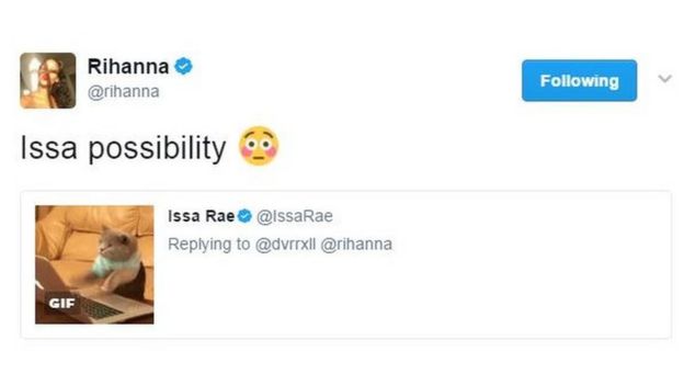 Rihanna tweeted about Issa Rae getting on board