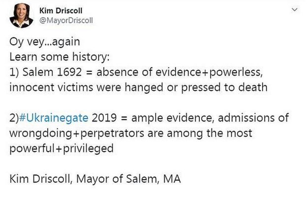 Tweet from Mayor of Salem Kim Driscoll