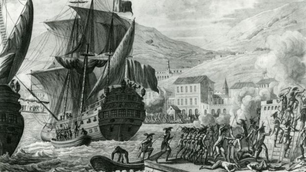 Las tropas francesas desembarcan en Saint Domingue.