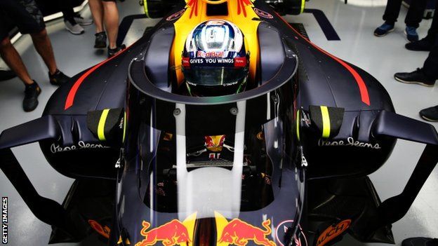 Daniel Ricciardo's car fitted with the 'aeroscreen' device