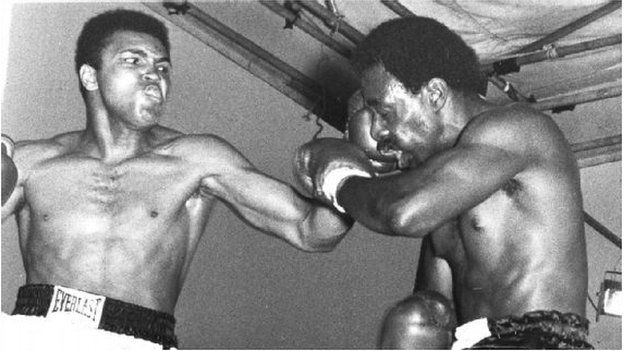 Muhammad Ali in action against Al 'Blue' Lewis during their Croke Park bout