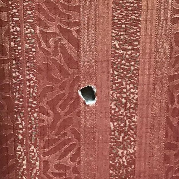 Lubang peluru di kantor anggota DPR