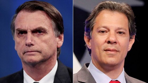 Bolsonaro (izq) y Haddad (der)