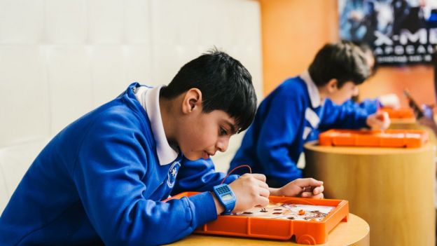 Child doing a school project