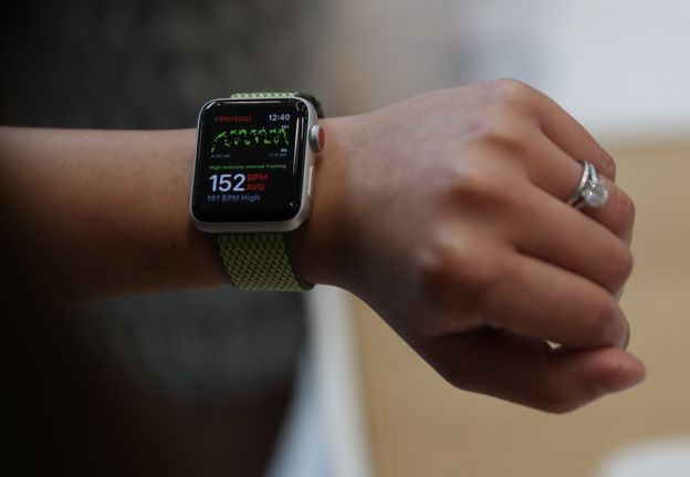An Apple watch on a woman's wrist