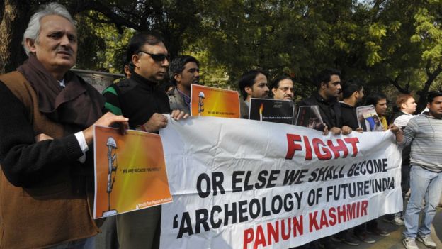 কাশ্মীরে নিরাপদ পুনর্বাসনের দাবিতে দিল্লিতে হিন্দু পন্ডিতদের সমাবেশ। জানুয়ারি, ২০১৯