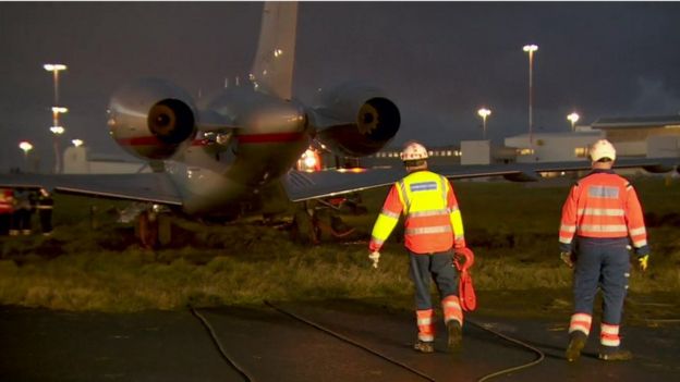 Private plane skidded off the runway