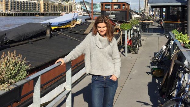 Jo Cox by her houseboat