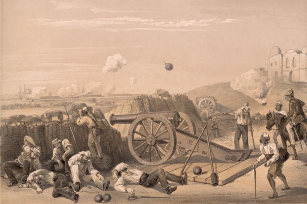Heavy Day In The Batteries' on the Delhi Ridge, during the Indian Rebellion of 1857
