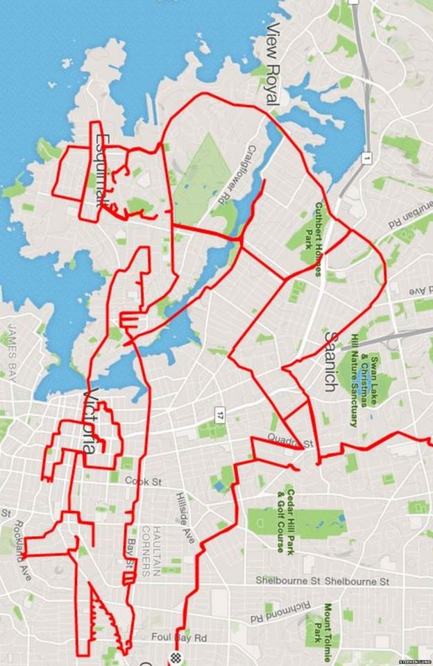 Strava artist draws pictures with his bike and GPS - BBC News