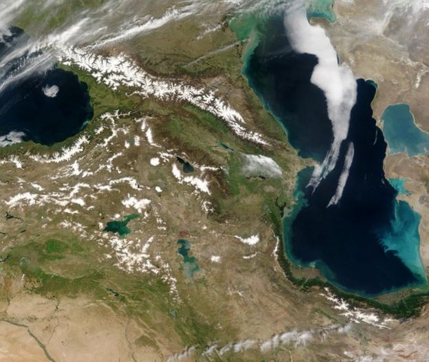 Una imagen aérea del Mar Caspio