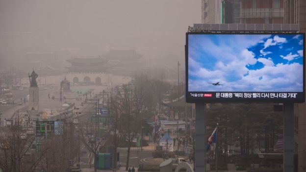 Imagen de Corea del Sur, que muestra la contaminación de aire