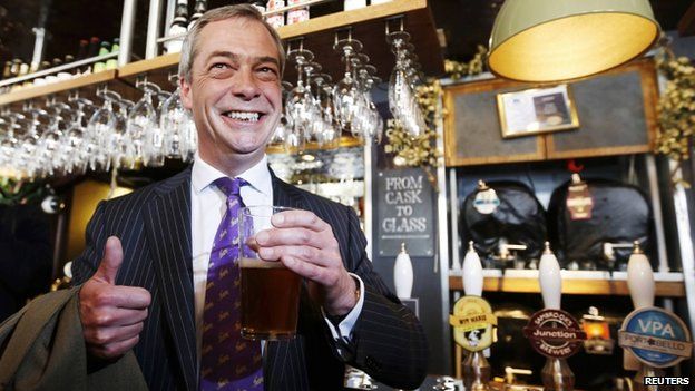 Nigel Farage toasts UKIP's success in the 2013 local elections