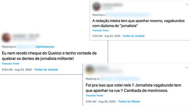 Reprodução de tuíte com ataque a jornalistas