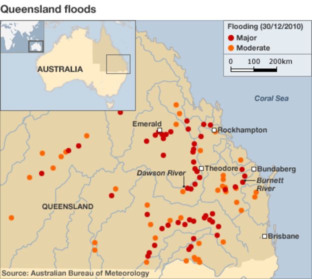 Australia floods: Queensland water levels still rising - BBC News