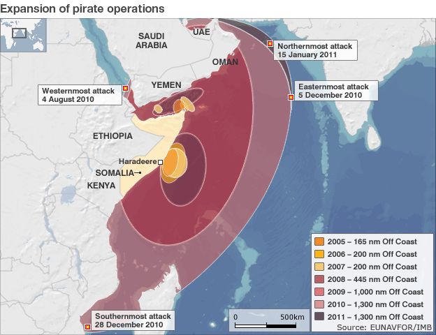 Map of Somali pirate attacks