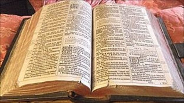 Rare King James Bible found in Wiltshire village church - BBC News