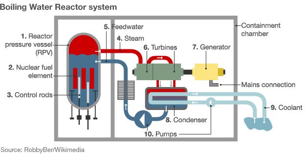 Boiling water reactor system schematic diagram