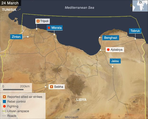 Libya map 24 March 2011