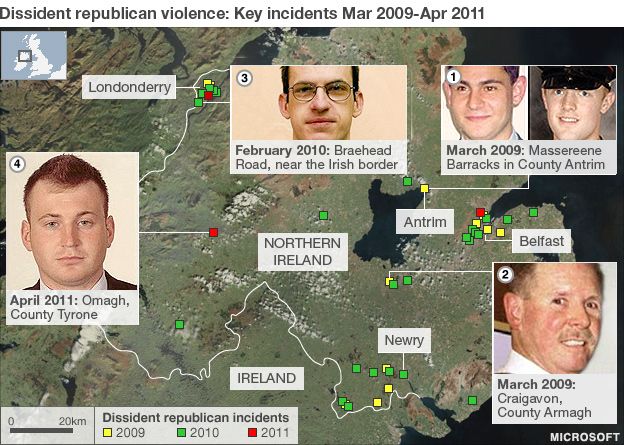 Map outlining dissident attacks