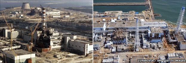 The Chernobyl (l) and Fukushima (r) plants