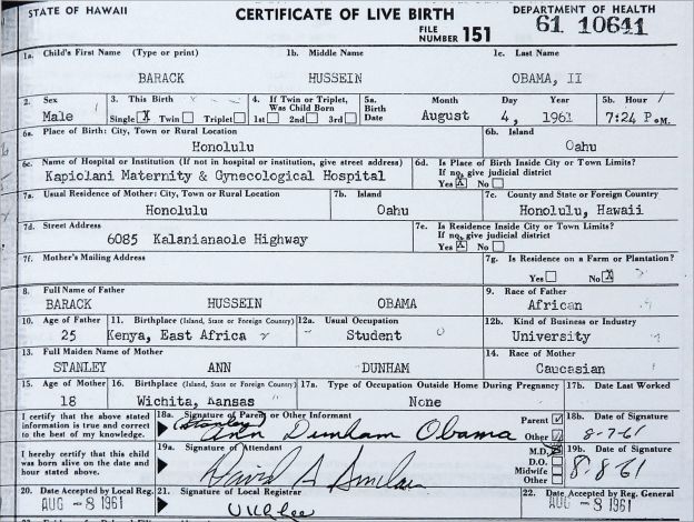 Barack Obama's long form birth certificate