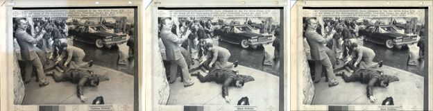 Wire photographs of the assassination attempt on President Reagan, 1981