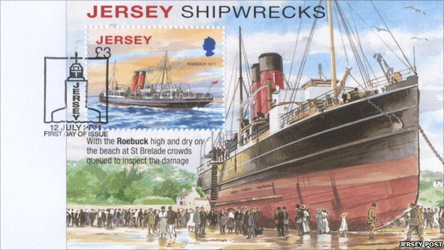 New £3 Jersey stamp showing a shipwreck