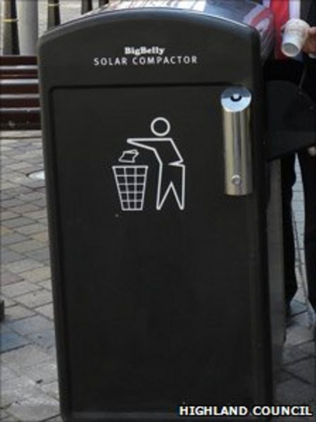 Inverness trials solarpowered Big Belly rubbish bin BBC News