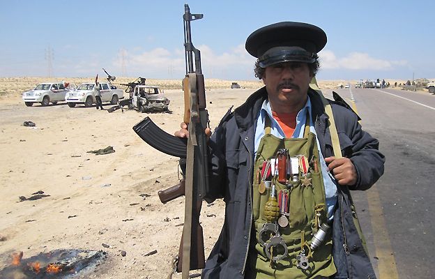 Rebel fighter near Ajdabiya, 5 April