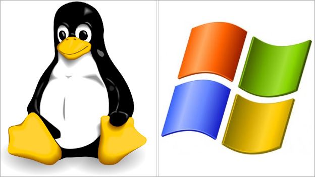 Linux and Microsoft logos
