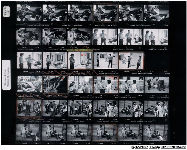 Leonard Freed's contact sheet from his police work series