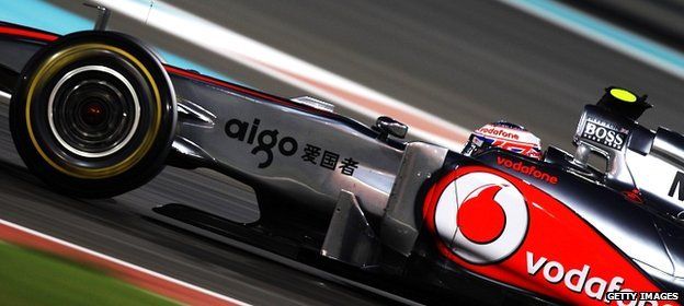 Jenson Button in Formula One car