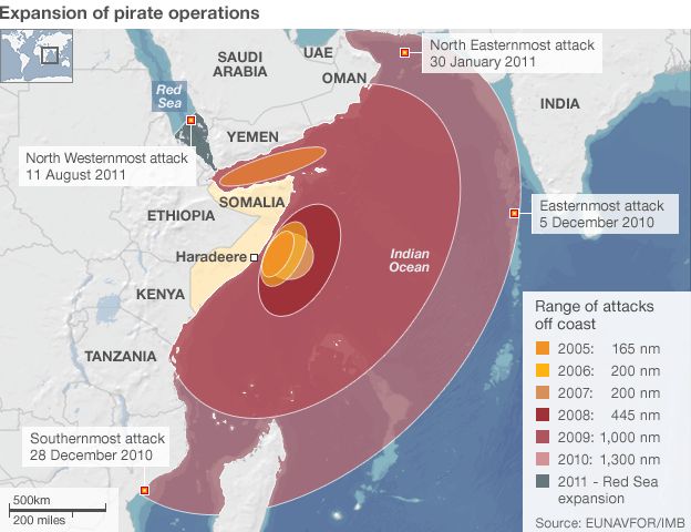 Somalia pirate attacks map