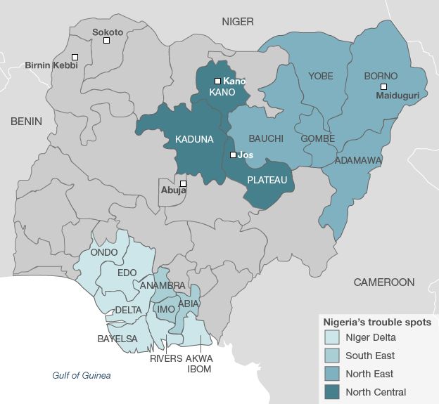 North West Nigeria Map Guide To Nigeria's Trouble Spots - Bbc News