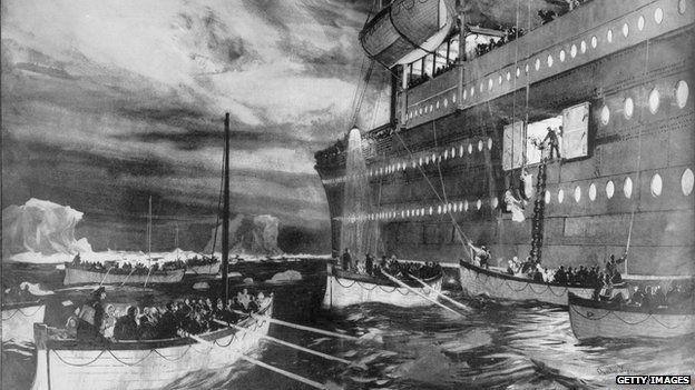 The Carpathia rescuing Titanic passengers