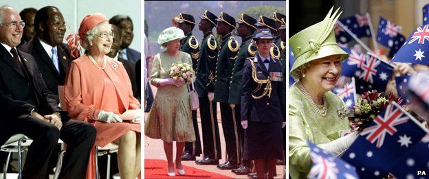 The Queen visiting countries in the Comonwealth