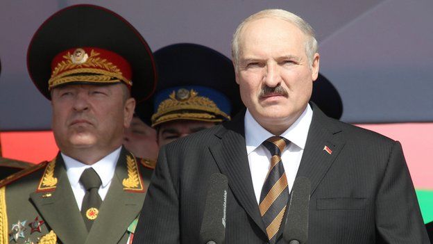Belarus President Alexander Lukashenko at parade in Minsk, 3 Jul 12