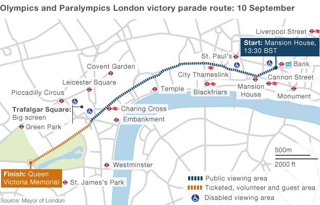 Olympic parade map