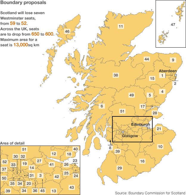Map: New proposals for Scottish constituencies for Westminster - BBC News