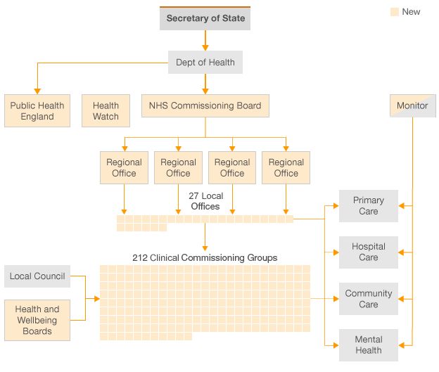 Flow diagram of the new structure of the NHS in England