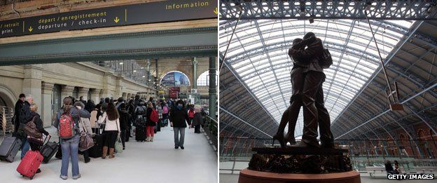 Interiors of Gare du Nord and St Pancras