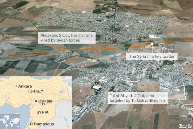 Map showing Turkey-Syria border