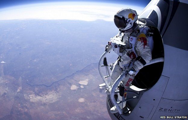 Felix Baumgartner preparing to do a test jump earlier this year (Image: Red Bull Stratos)
