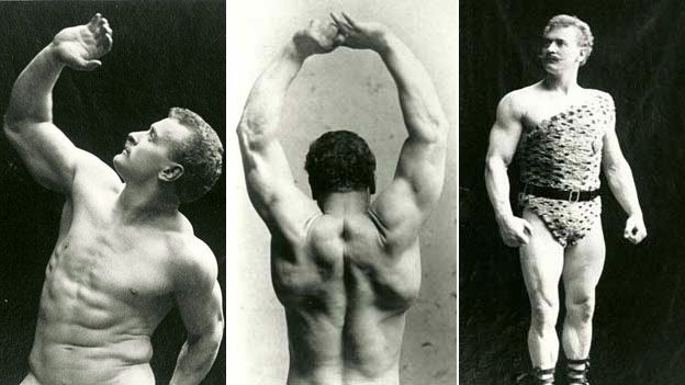 Eugen Sandow in three different poses
