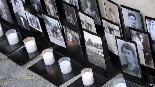 Candles and memorial pictures