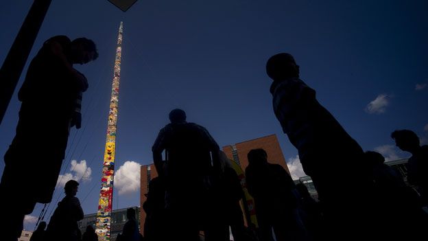 A 32.5m tall tower made of Lego in Prague